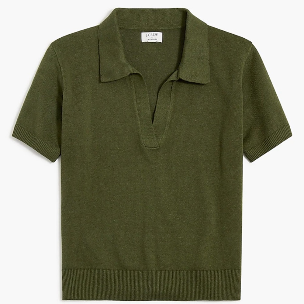 J Crew Factory Linen Blend Polo Sweater